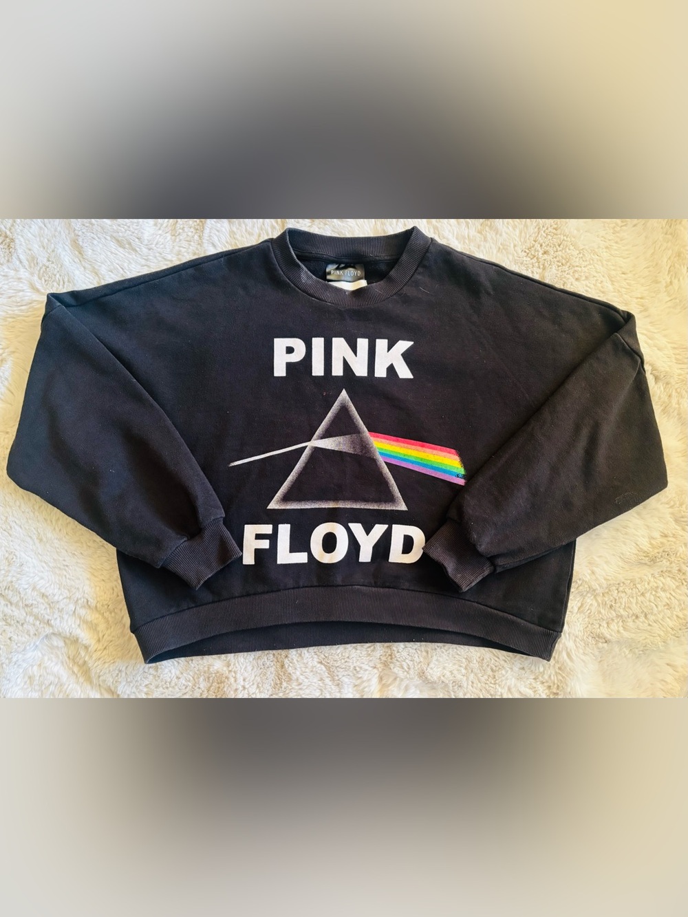 PINK FLOYD (2019) Official "Dark Side" Long Sleeve Crop Top Sweatshirt Size: S